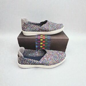 Bernie Mev New York Slip On Sneaker Womens 8 US EUR 39 Blue Perforated Paisley